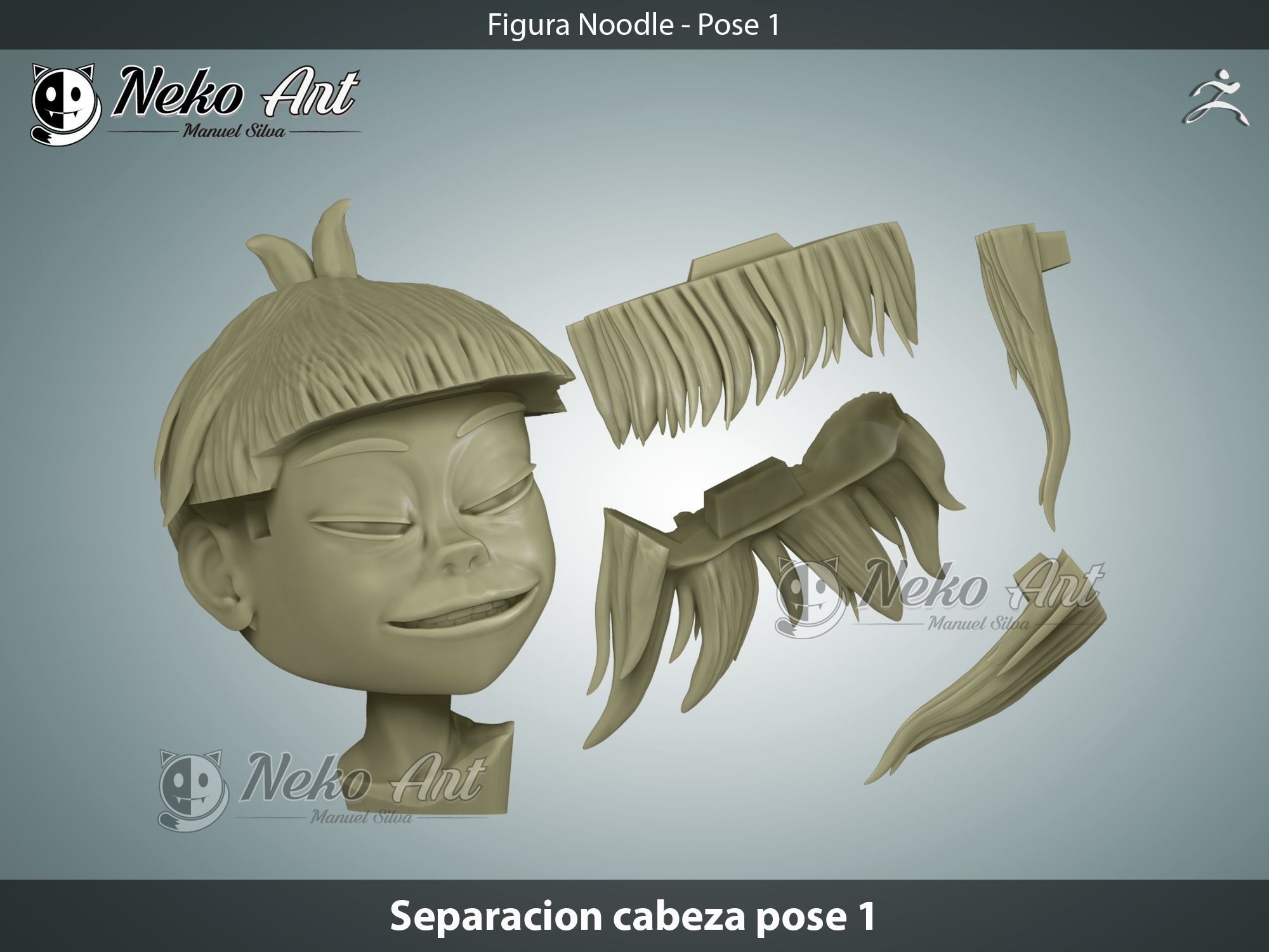 Noodle Gorillaz figure 3D print model_7