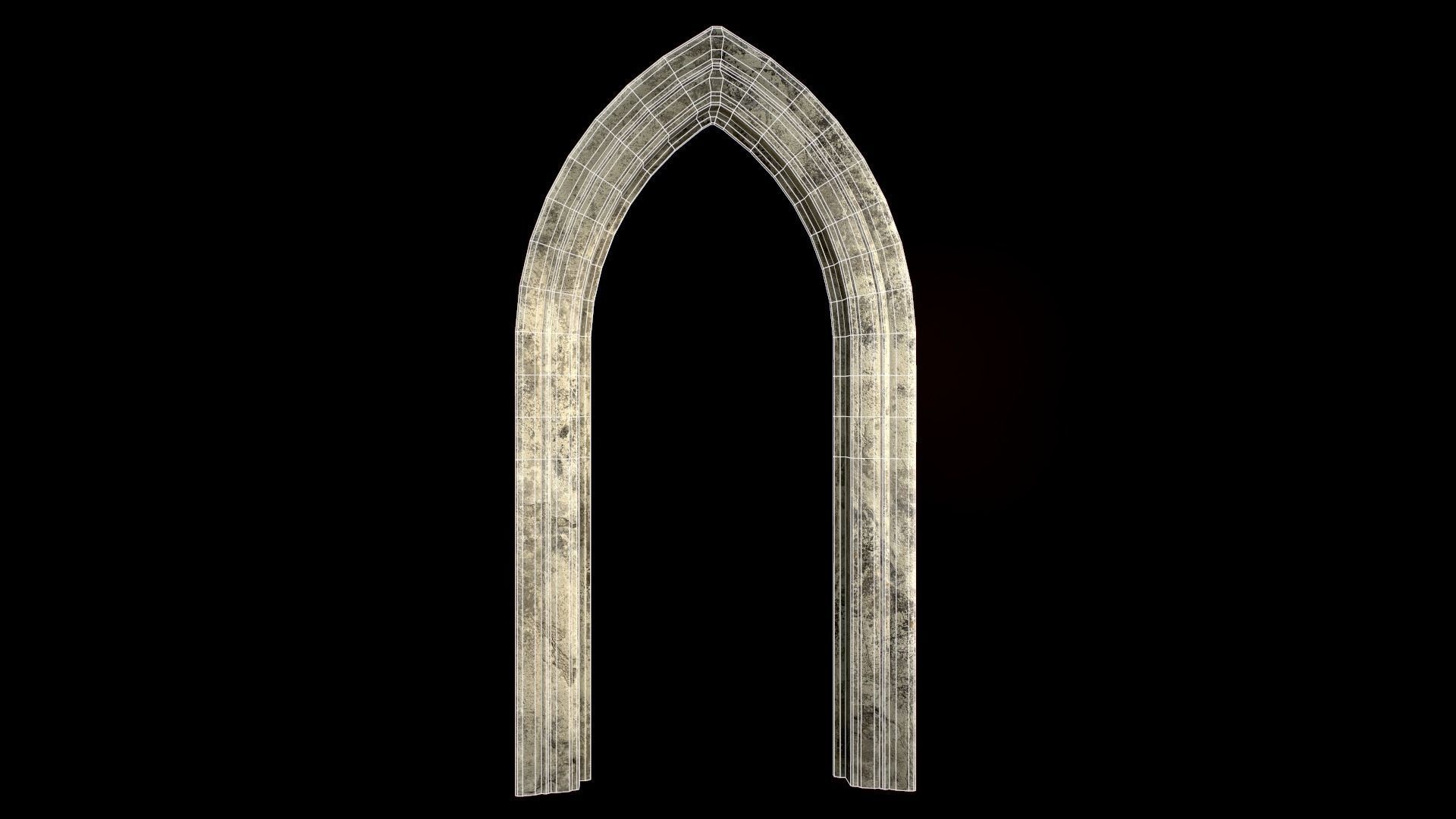 Old Single Stone Arch For The Medieval Door Low-poly 3D model_14