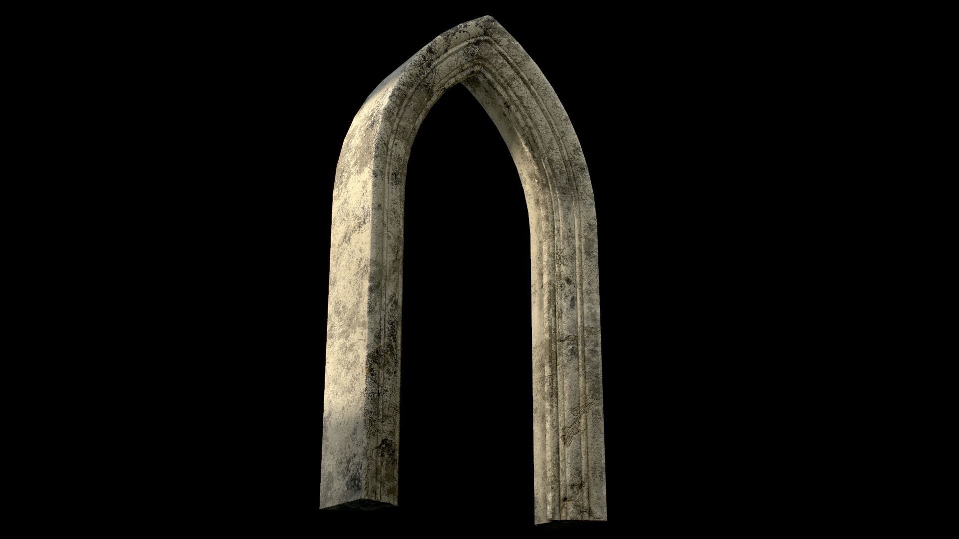 Old Single Stone Arch For The Medieval Door Low-poly 3D model_7