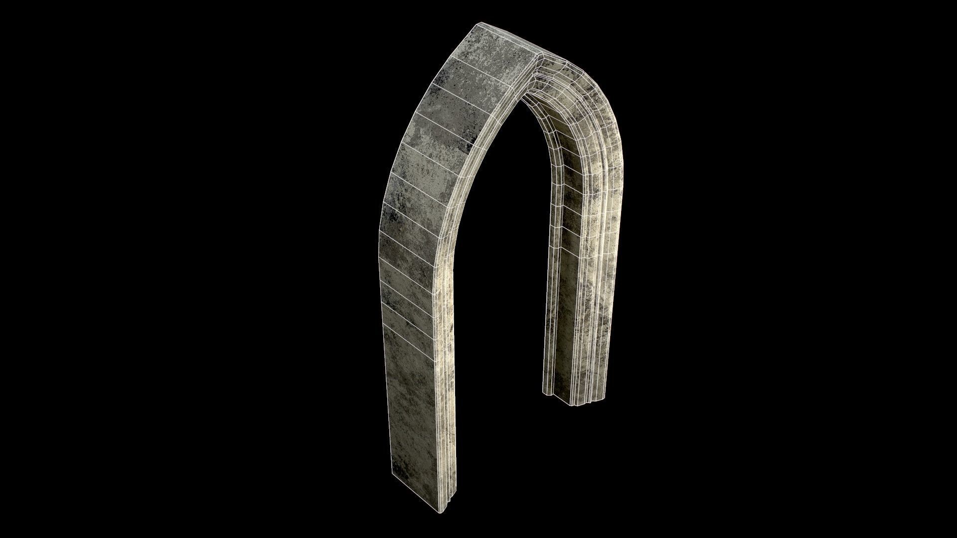 Old Single Stone Arch For The Medieval Door Low-poly 3D model_10