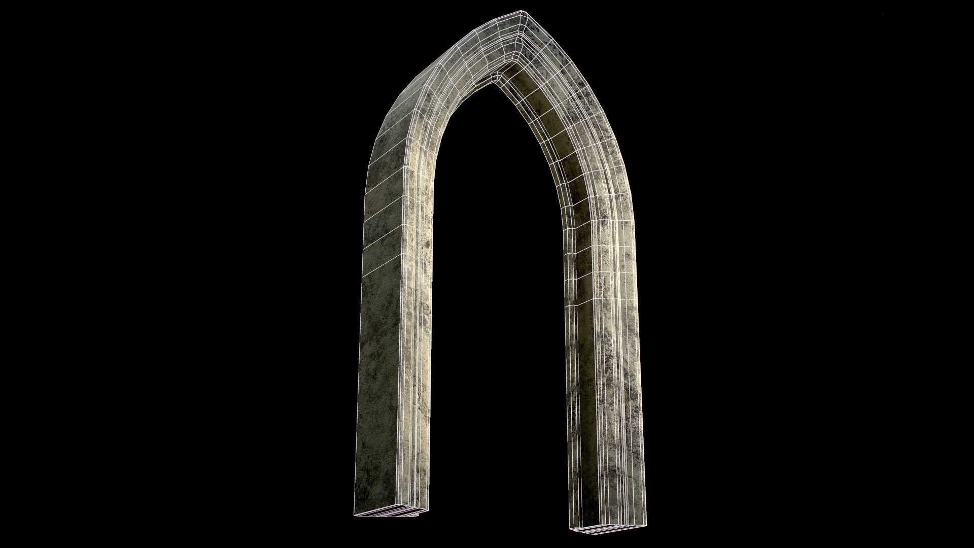 Old Single Stone Arch For The Medieval Door Low-poly 3D model_8
