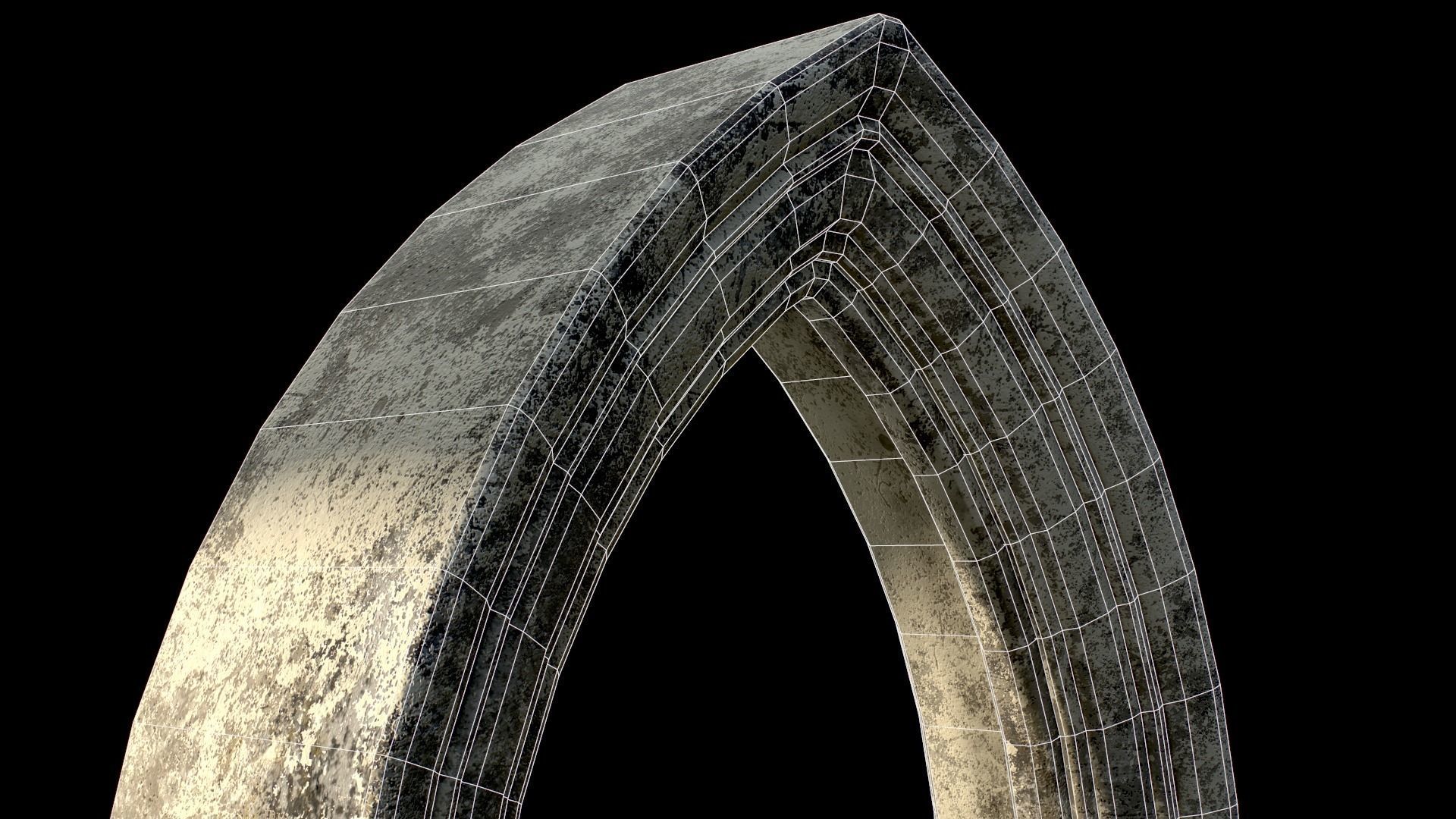 Old Single Stone Arch For The Medieval Door Low-poly 3D model_11