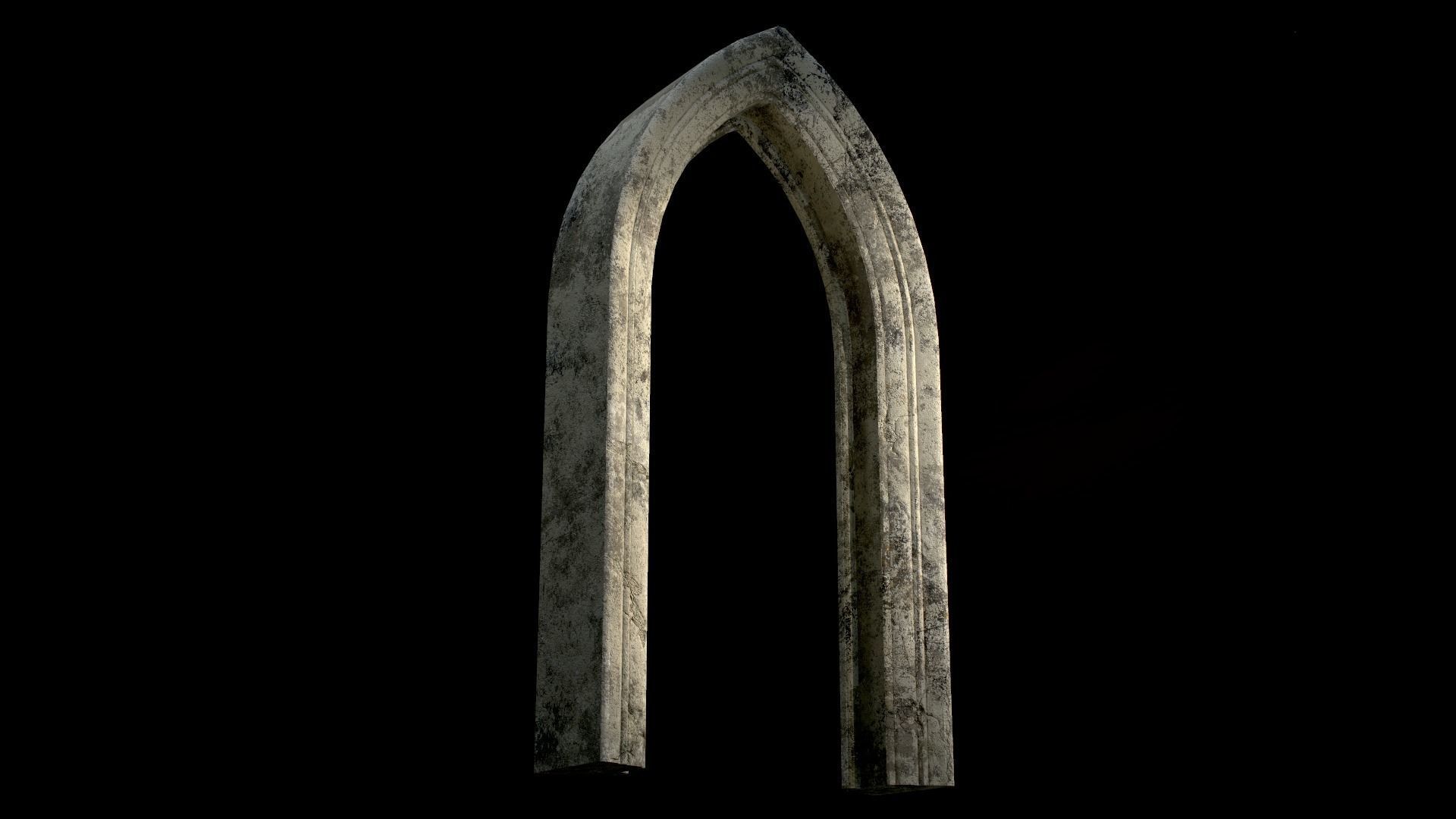 Old Single Stone Arch For The Medieval Door Low-poly 3D model_1