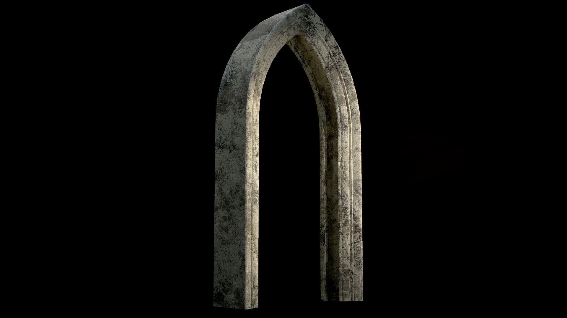 Old Single Stone Arch For The Medieval Door Low-poly 3D model_13