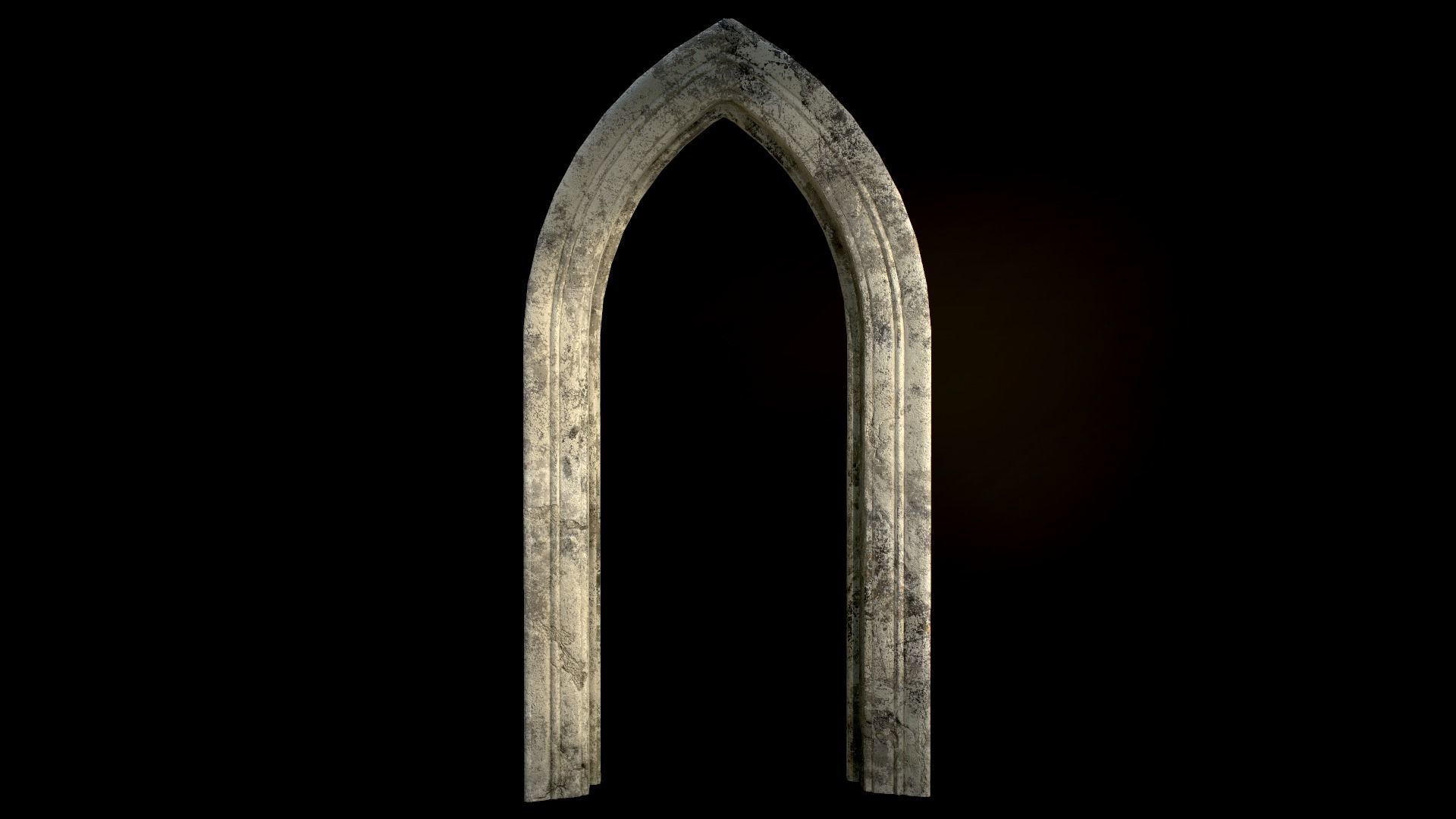 Old Single Stone Arch For The Medieval Door Low-poly 3D model_4