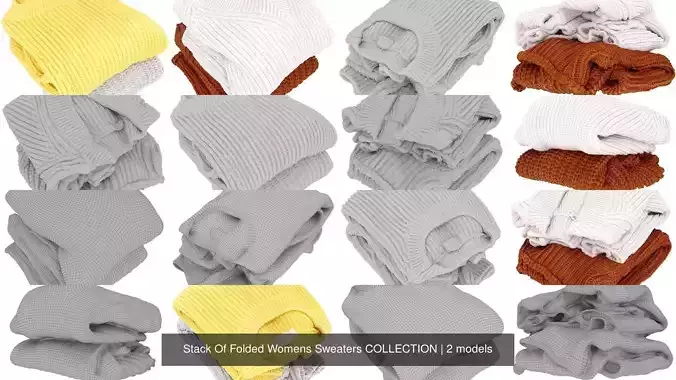Stack Of Folded Womens Sweaters COLLECTION 