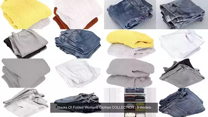 Stacks Of Folded Womens Clothes COLLECTION 