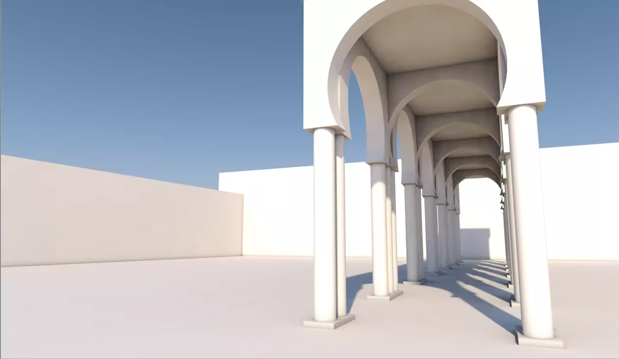 palace building with columns and arches 3D model_0