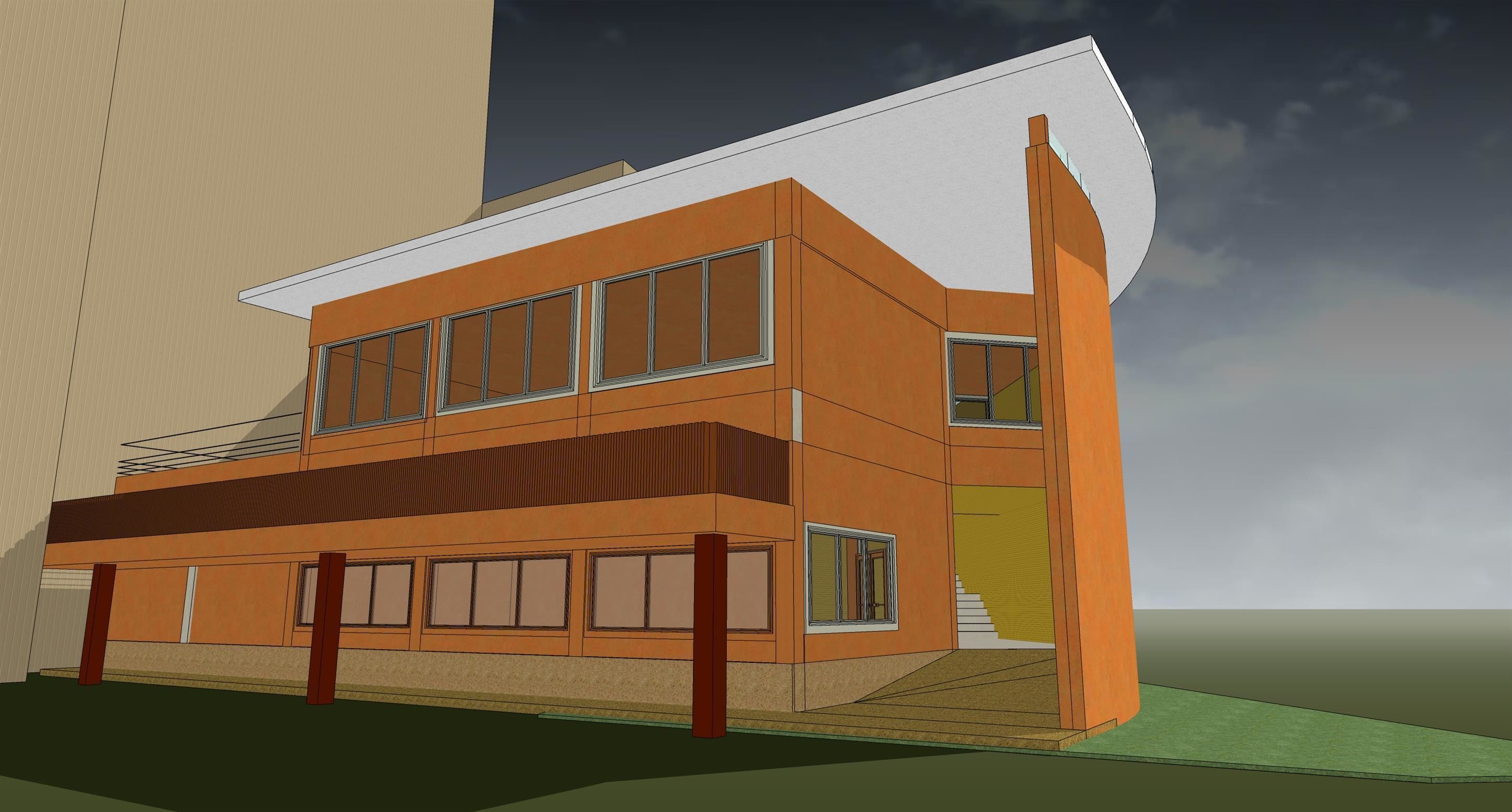 Office with wall facade 3D model_5