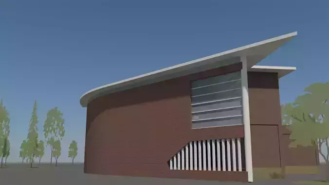 Office with wall facade 3D model