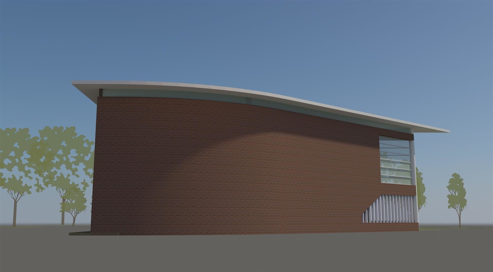 Office with wall facade 3D model_2