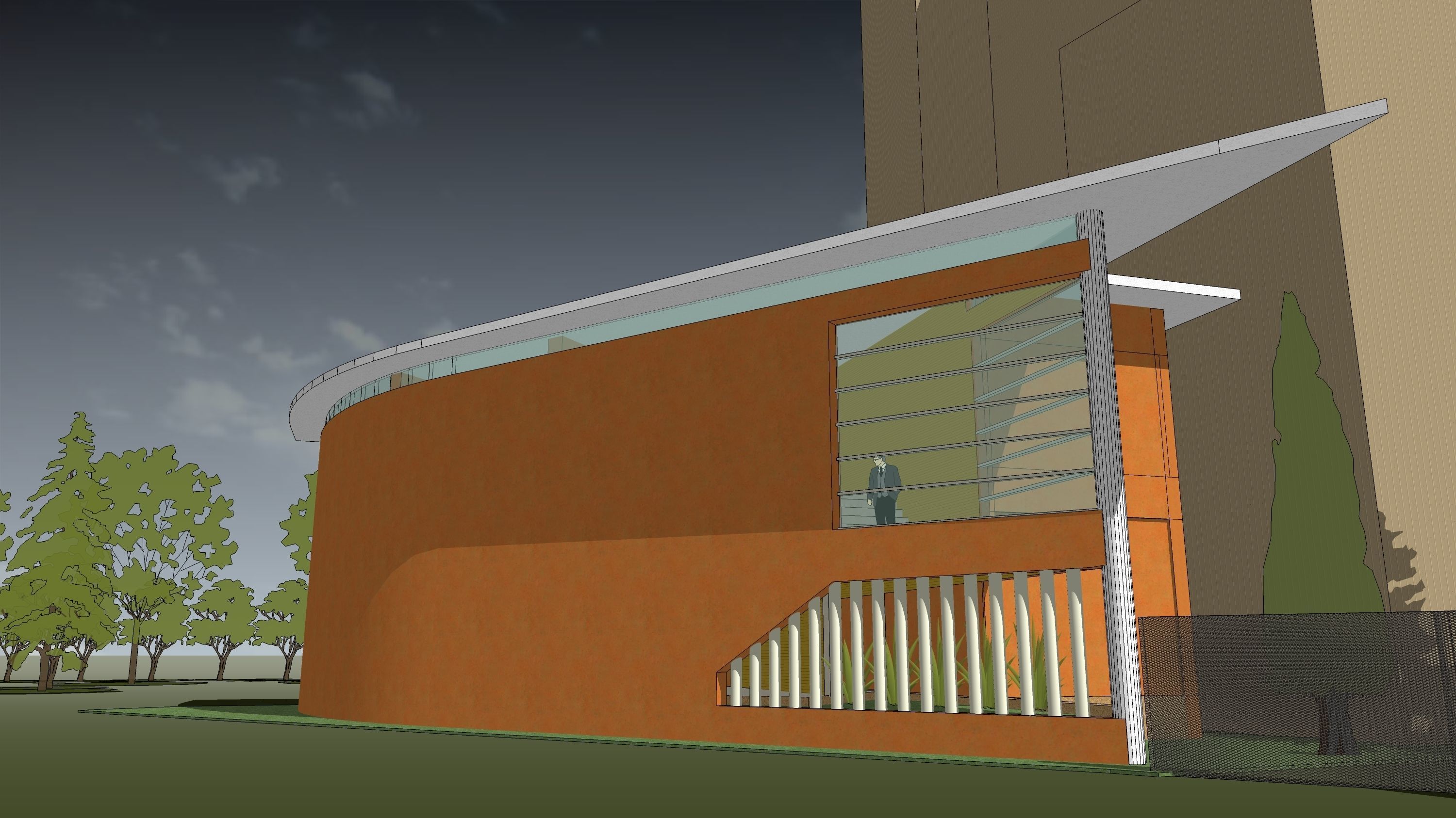 Office with wall facade 3D model_6