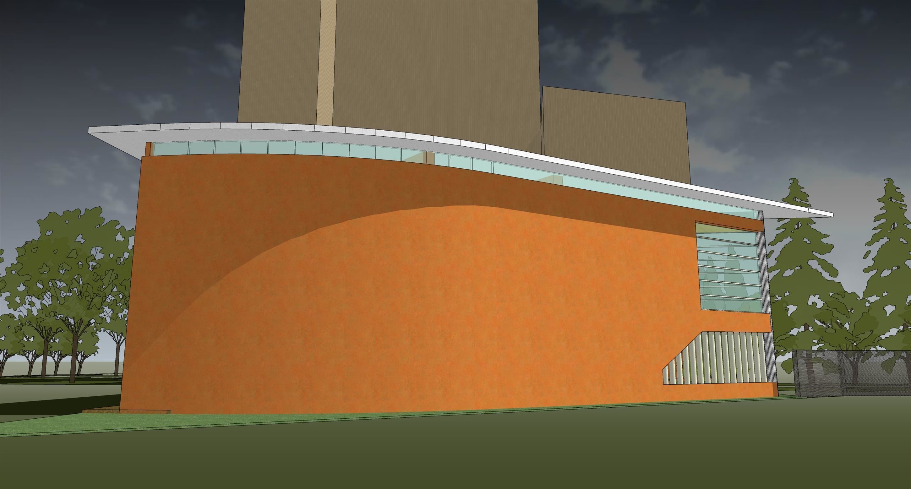 Office with wall facade 3D model_3