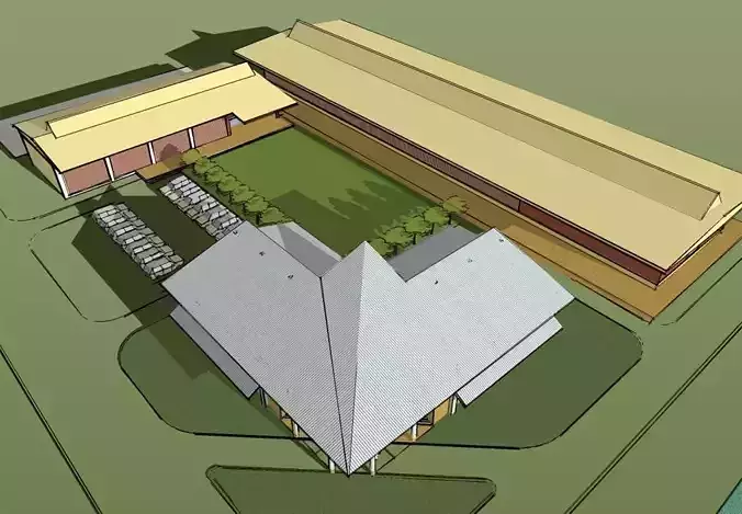 Office and workshop in Factory 3D model