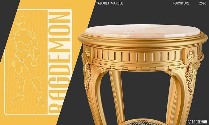 Taboret  Marble Top 3D model