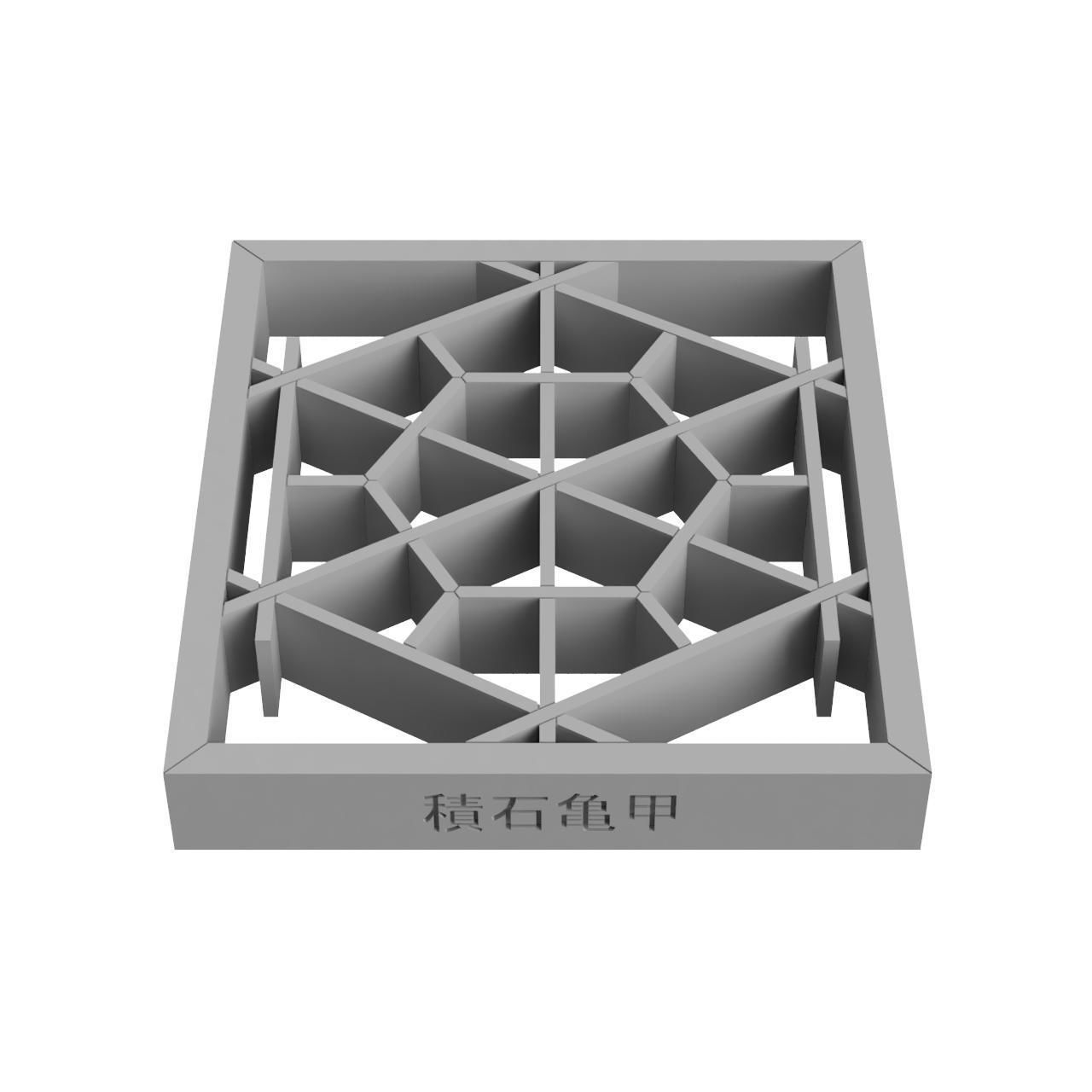 Tsumiishikikko wooden frame with geometric design 3D print model_3