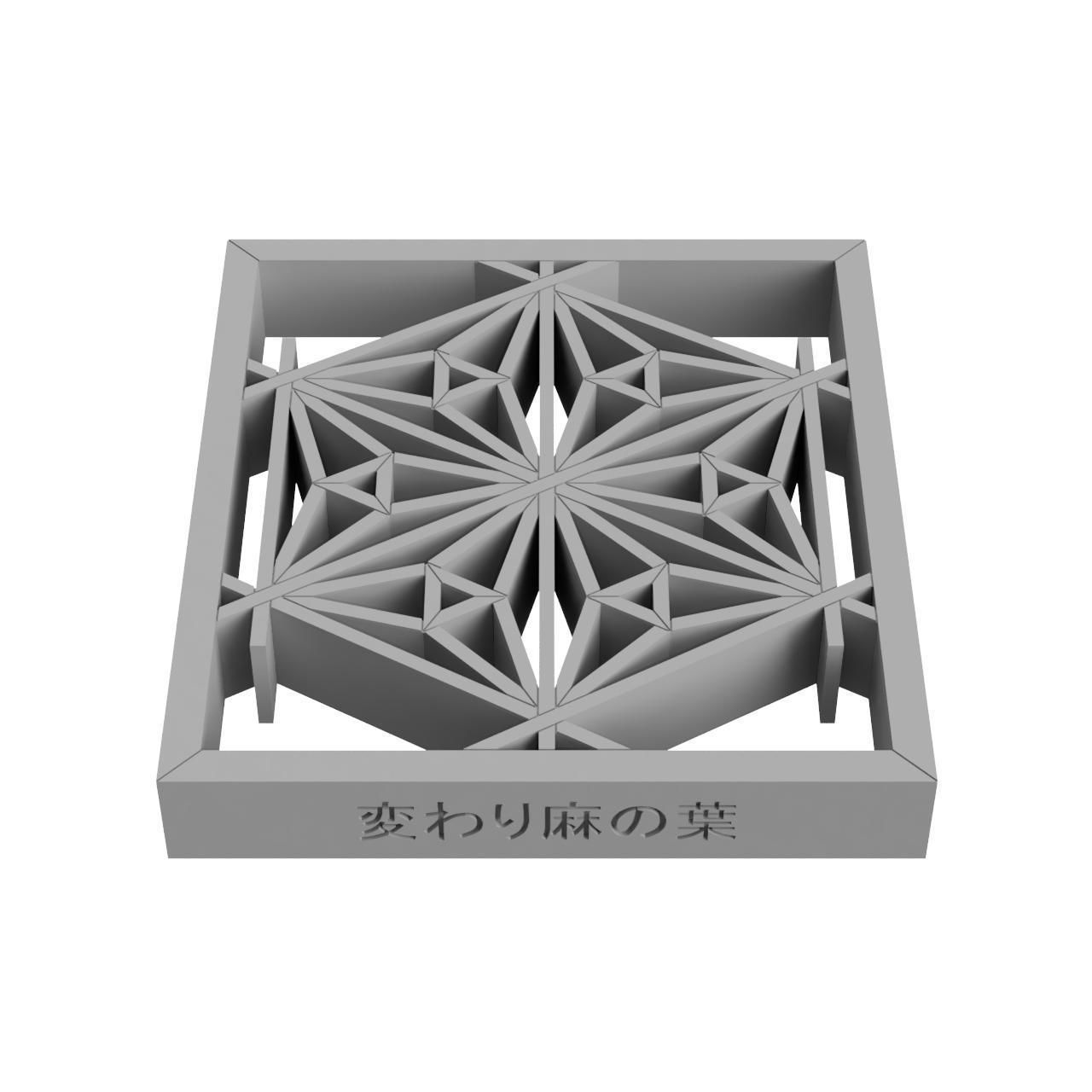 Kawariasanoha wooden frame with intricate design 3D print model_3