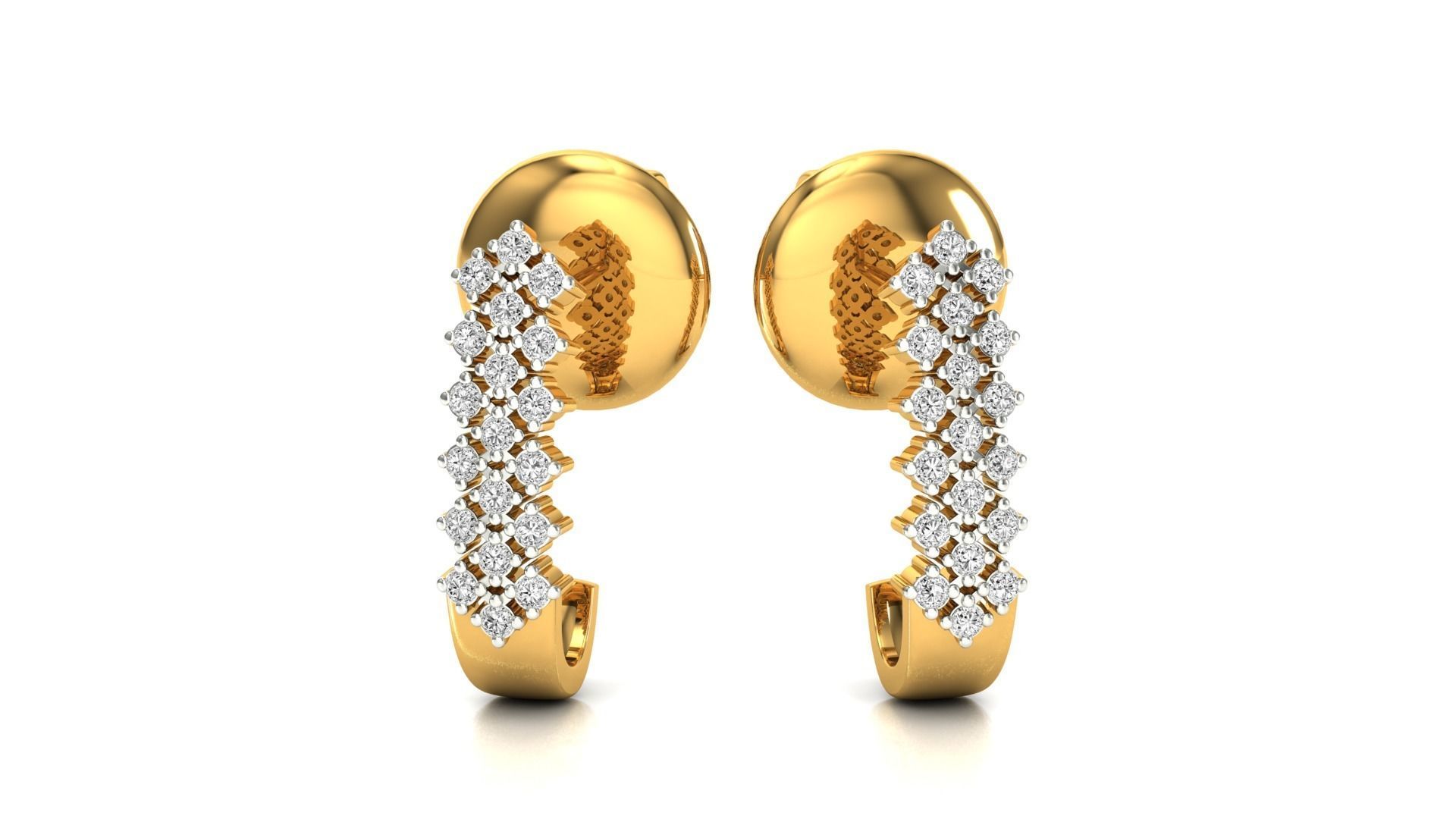 Earrings-1163 pair of rose gold earrings with diamonds 3D print model_19