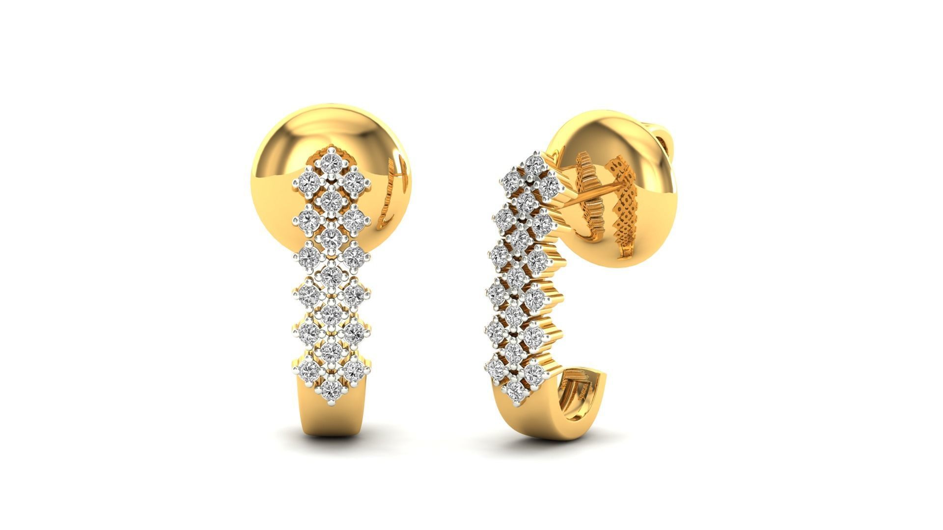 Earrings-1163 pair of rose gold earrings with diamonds 3D print model_7