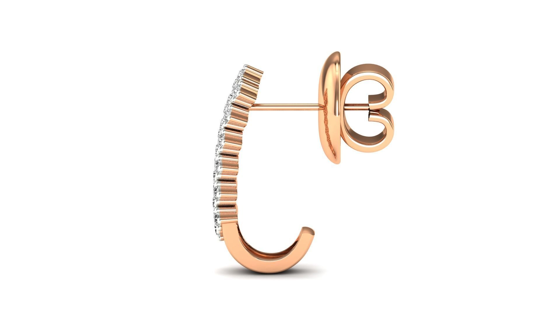 Earrings-1163 pair of rose gold earrings with diamonds 3D print model_9