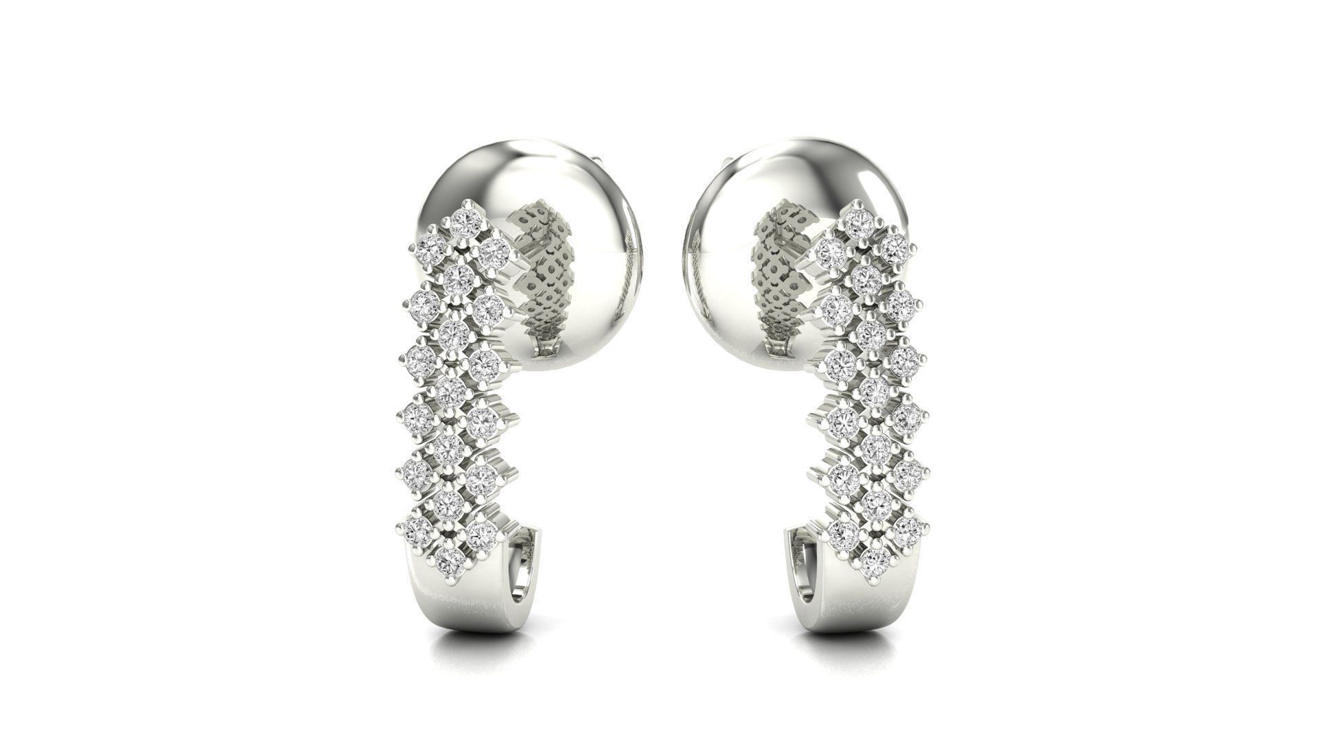 Earrings-1163 pair of rose gold earrings with diamonds 3D print model_16