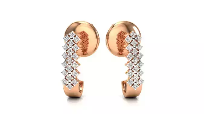 Earrings-1163 pair of rose gold earrings with diamonds 3D print model