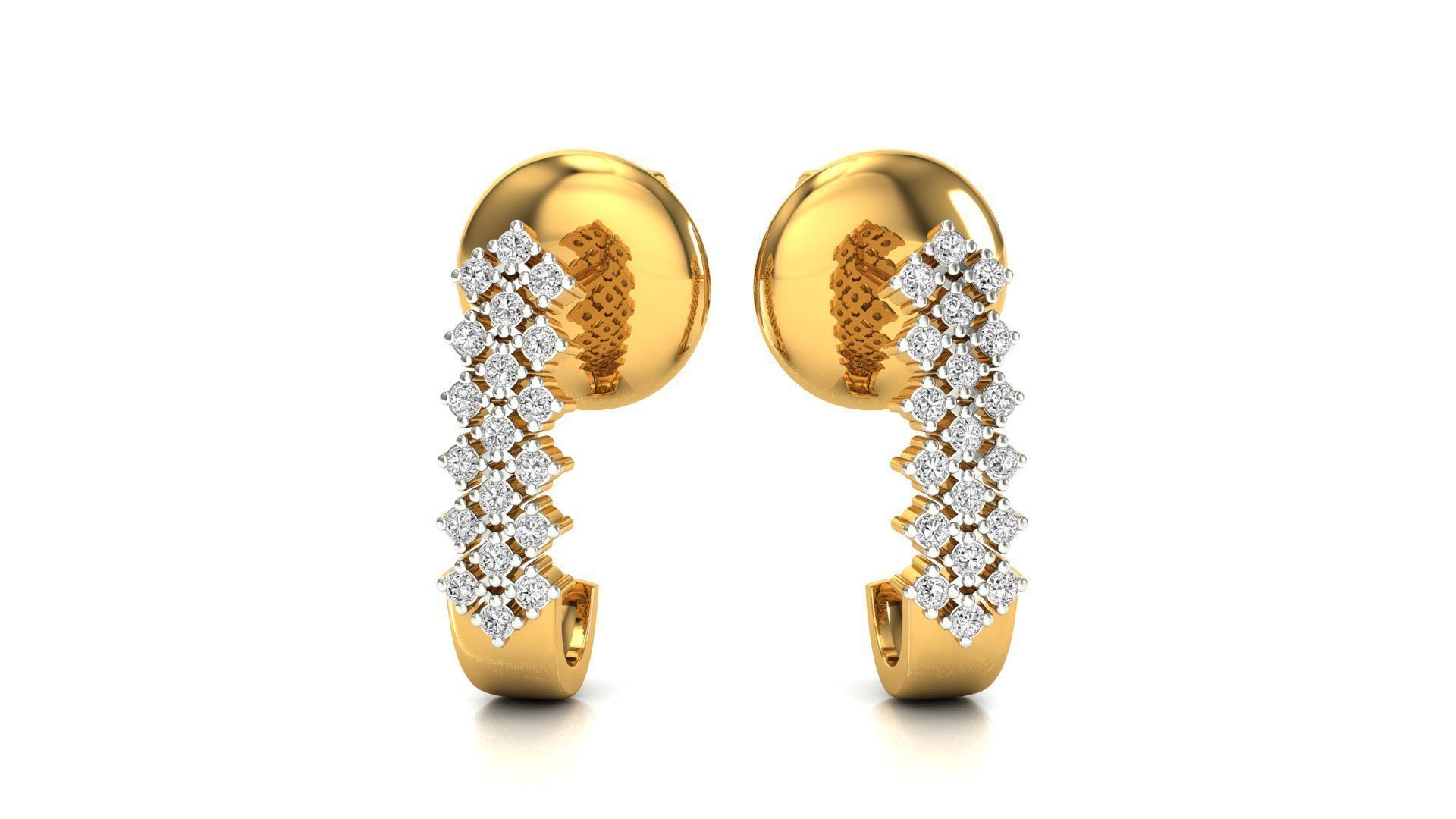 Earrings-1163 pair of rose gold earrings with diamonds 3D print model_18