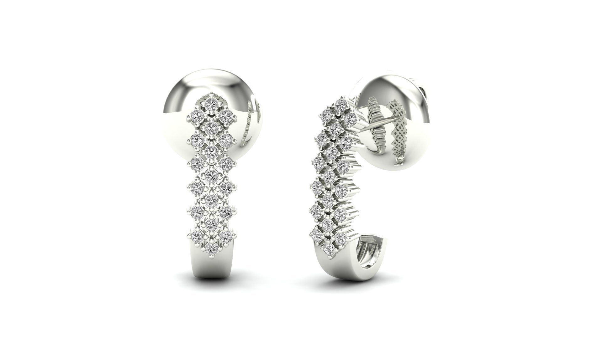 Earrings-1163 pair of rose gold earrings with diamonds 3D print model_4