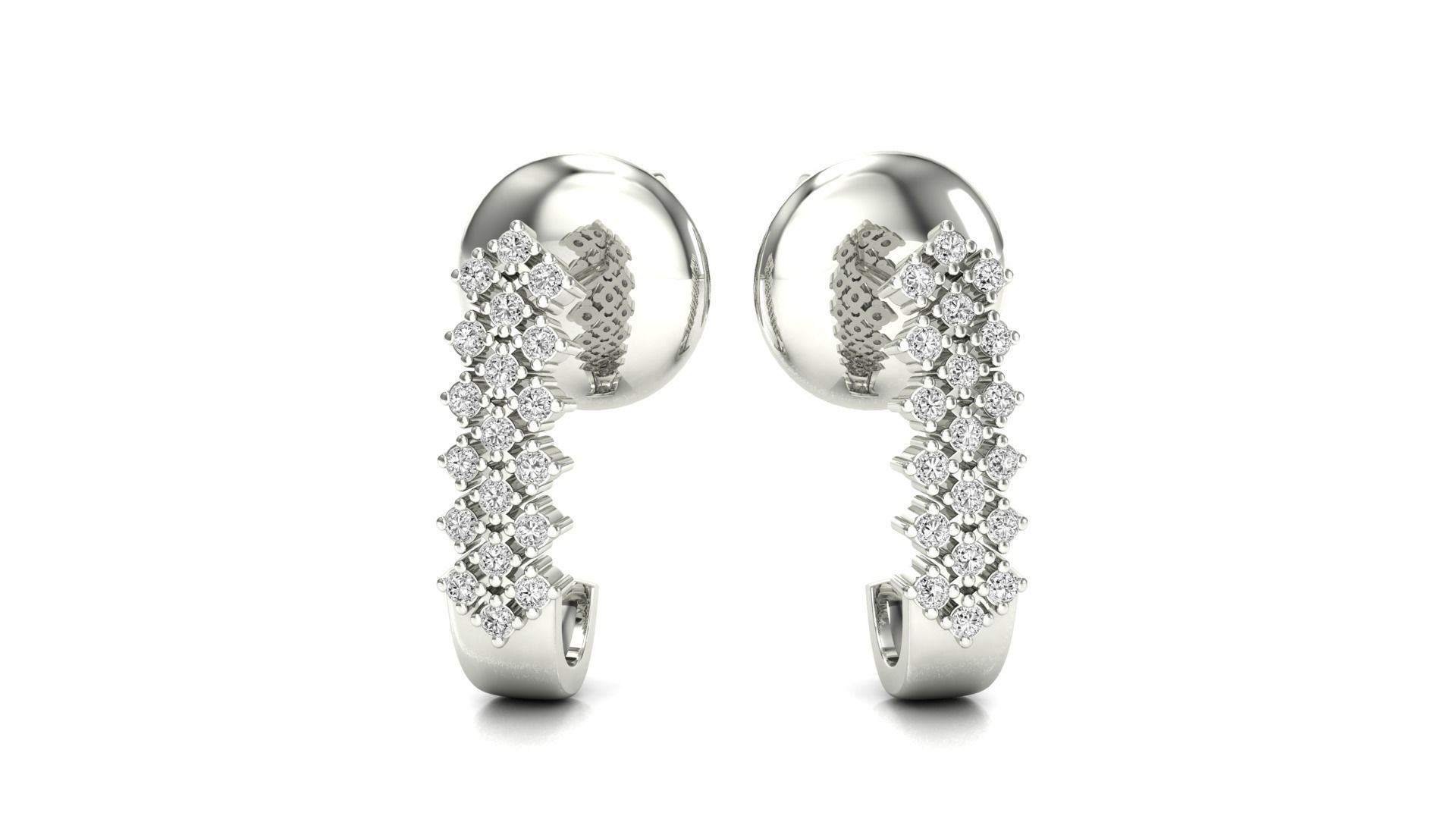 Earrings-1163 pair of rose gold earrings with diamonds 3D print model_17