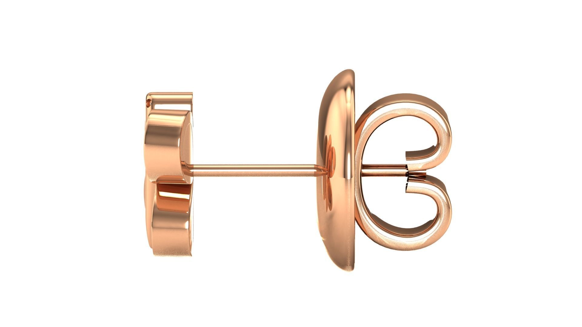 Earrings-0846 two rose gold butterfly stud earrings with diam... 3D print model_9