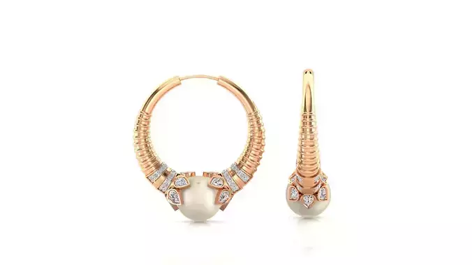 Earrings-0624 rose gold and diamond hoop earring 3D print model