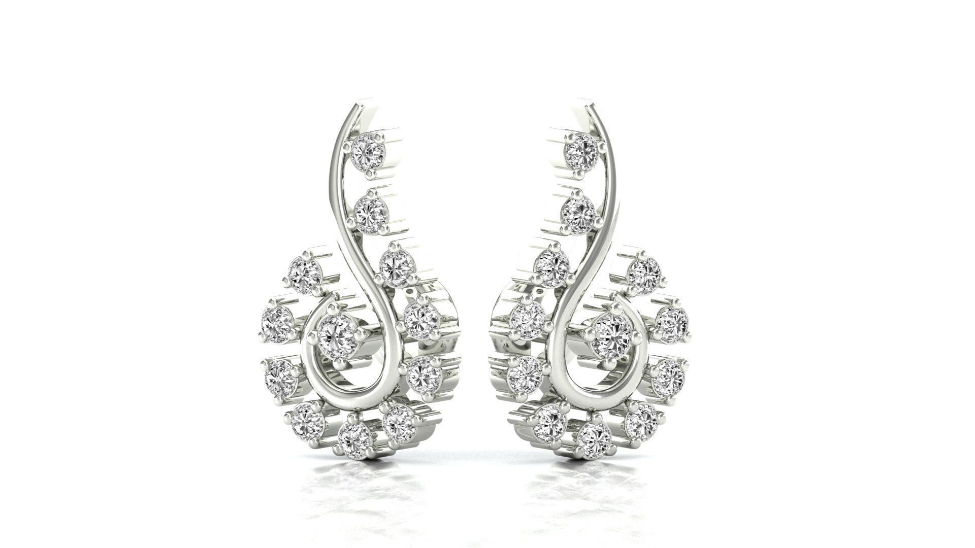 Earrings-0478 pair of earrings in rose gold with diamonds 3D print model_10