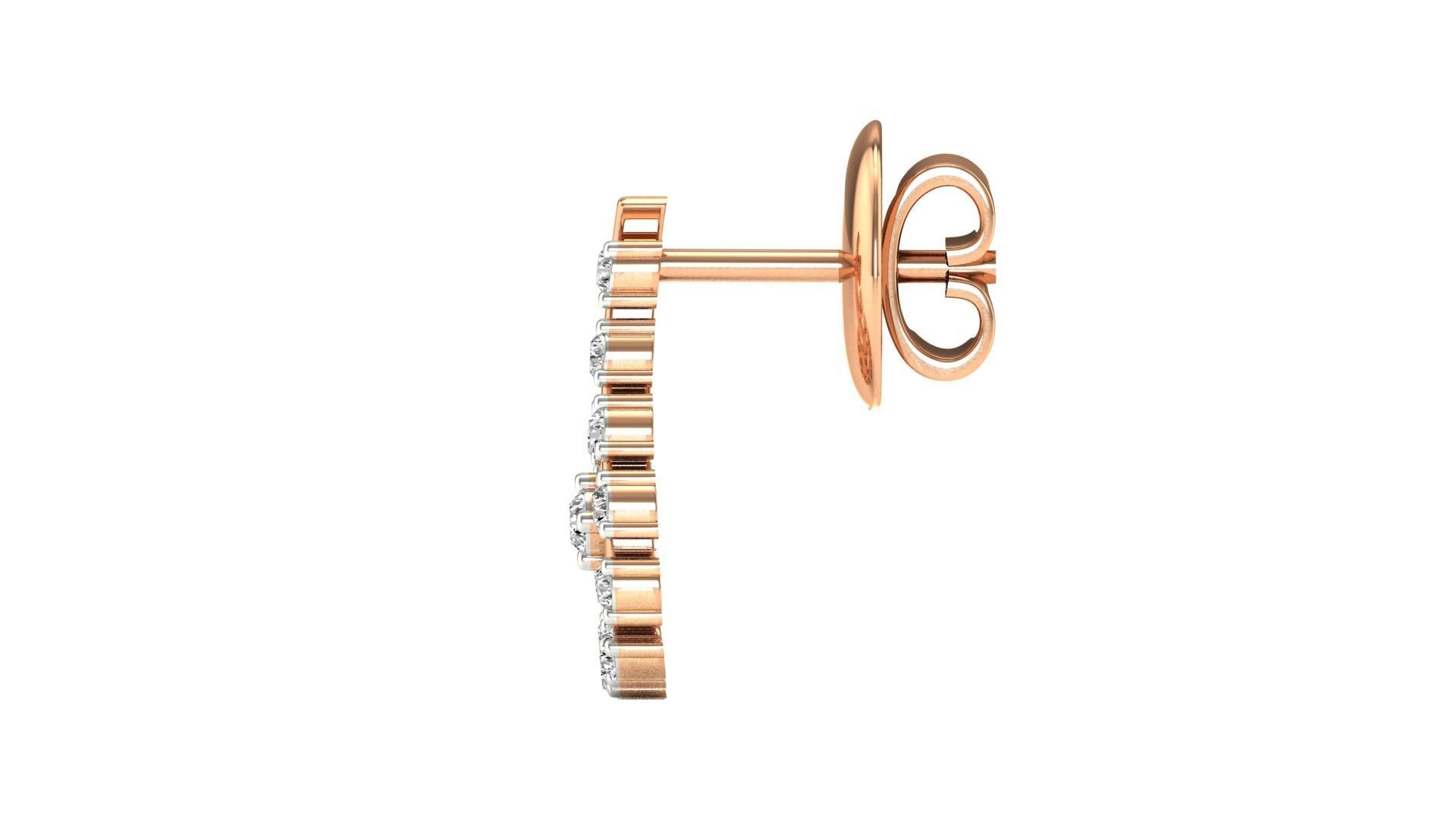 Earrings-0478 pair of earrings in rose gold with diamonds 3D print model_15