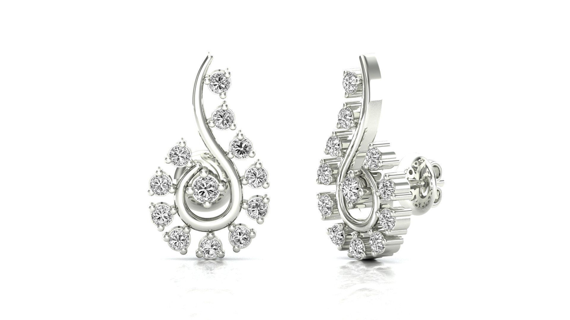 Earrings-0478 pair of earrings in rose gold with diamonds 3D print model_1