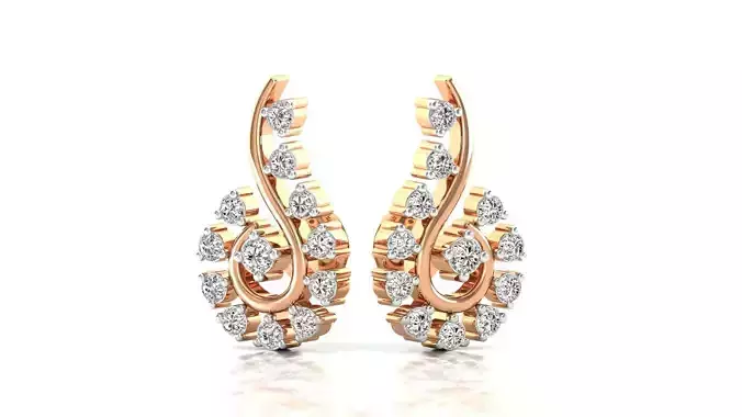Earrings-0478 pair of earrings in rose gold with diamonds 3D print model