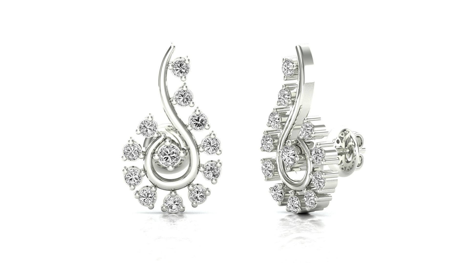 Earrings-0478 pair of earrings in rose gold with diamonds 3D print model_6