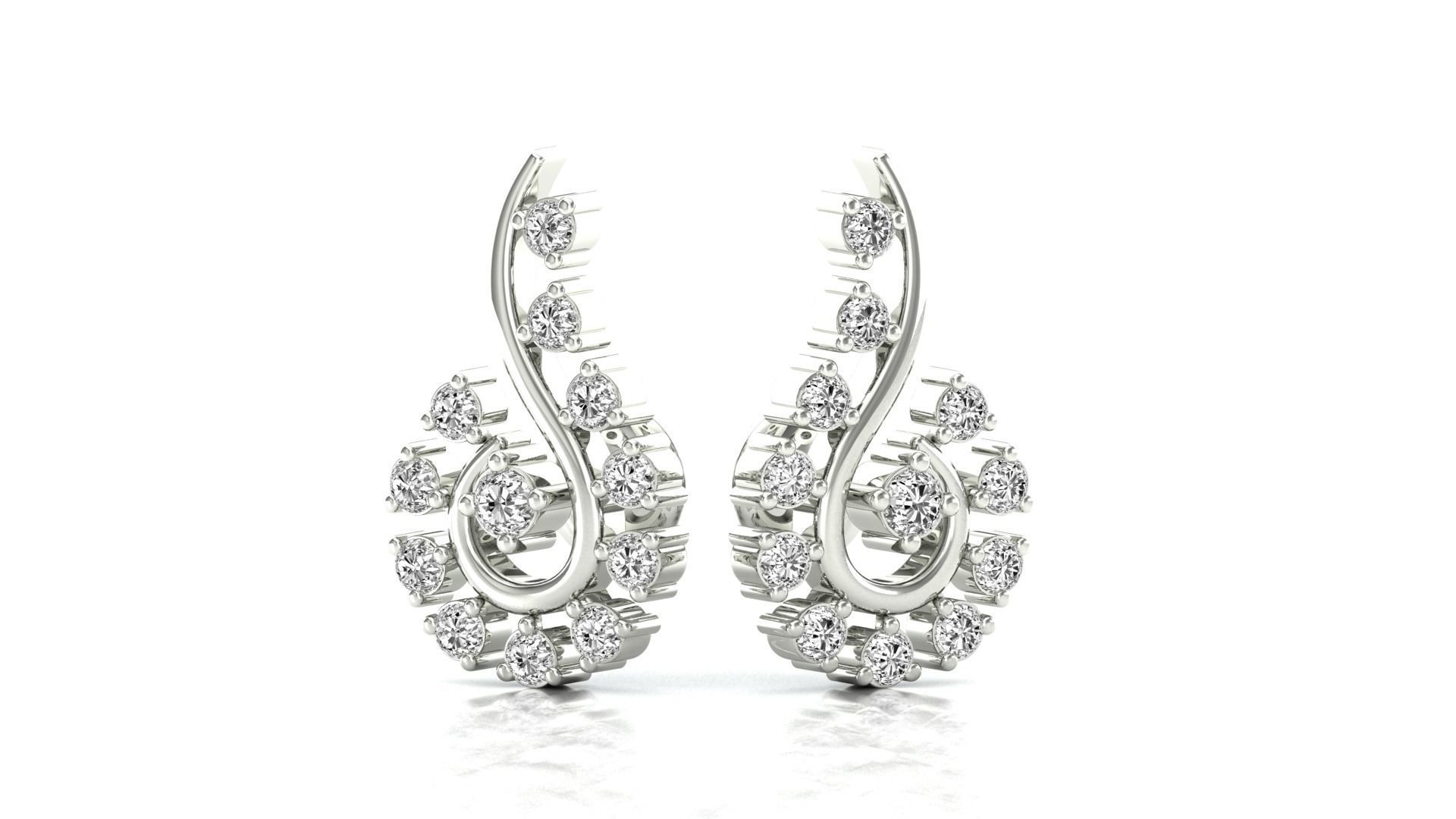 Earrings-0478 pair of earrings in rose gold with diamonds 3D print model_11