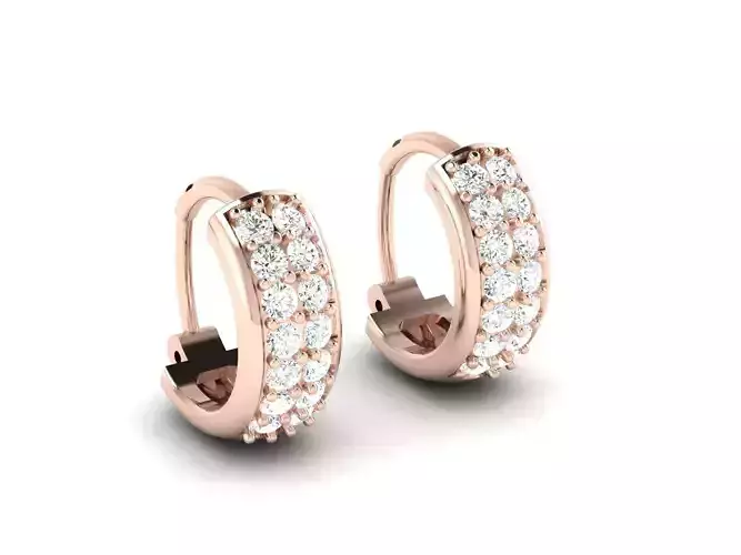 Earrings-1941A rose gold hoop earrings with diamonds