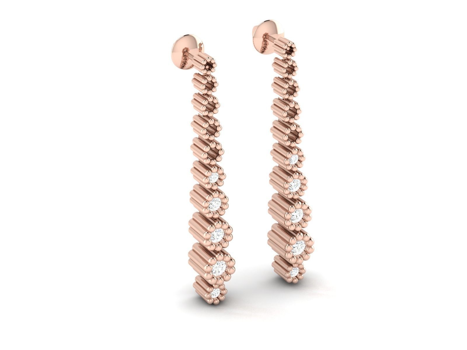 Earrings-1779 rose gold diamond dangle earrings 3D print model_15