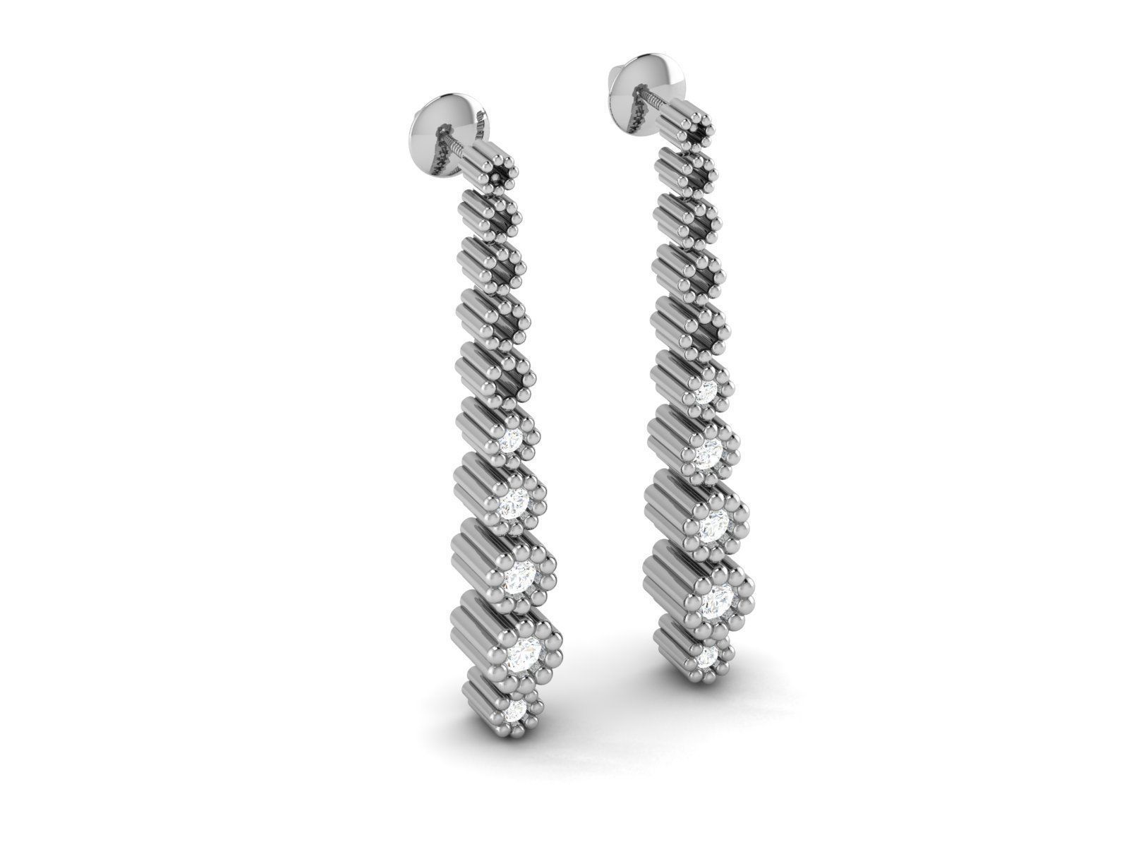 Earrings-1779 rose gold diamond dangle earrings 3D print model_16