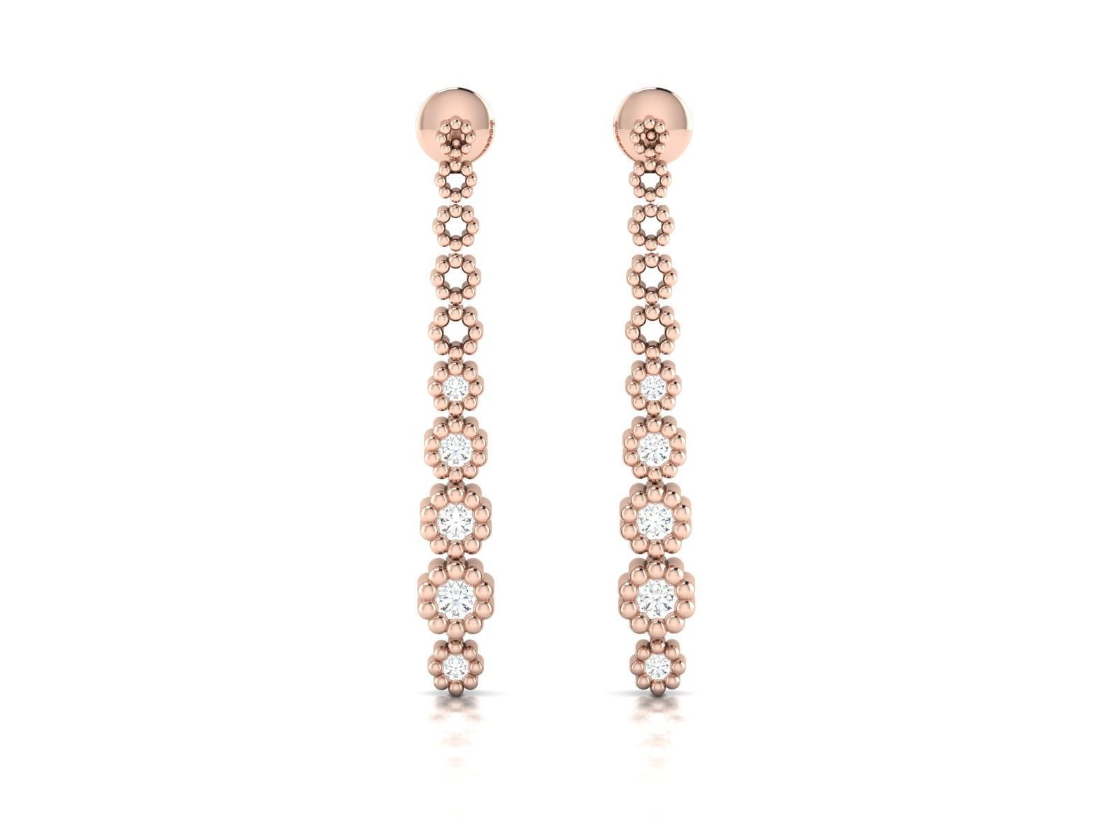Earrings-1779 rose gold diamond dangle earrings 3D print model_5