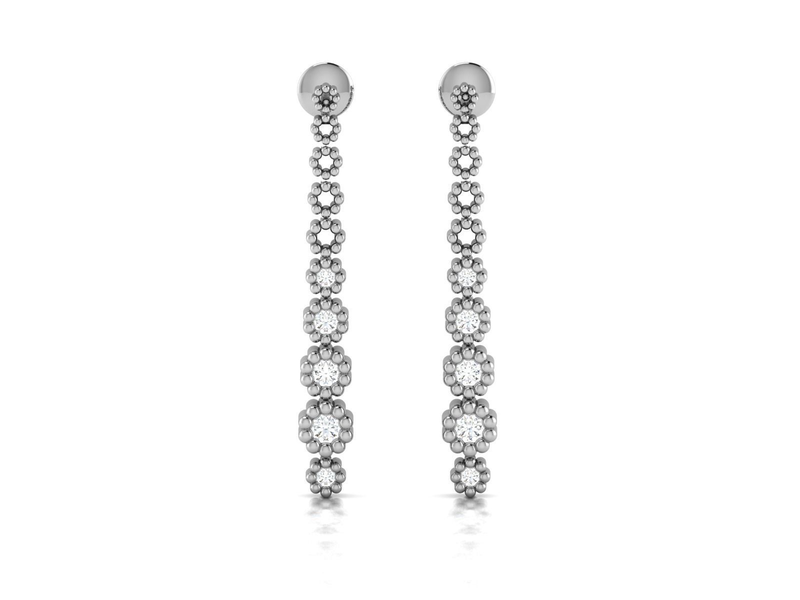 Earrings-1779 rose gold diamond dangle earrings 3D print model_1