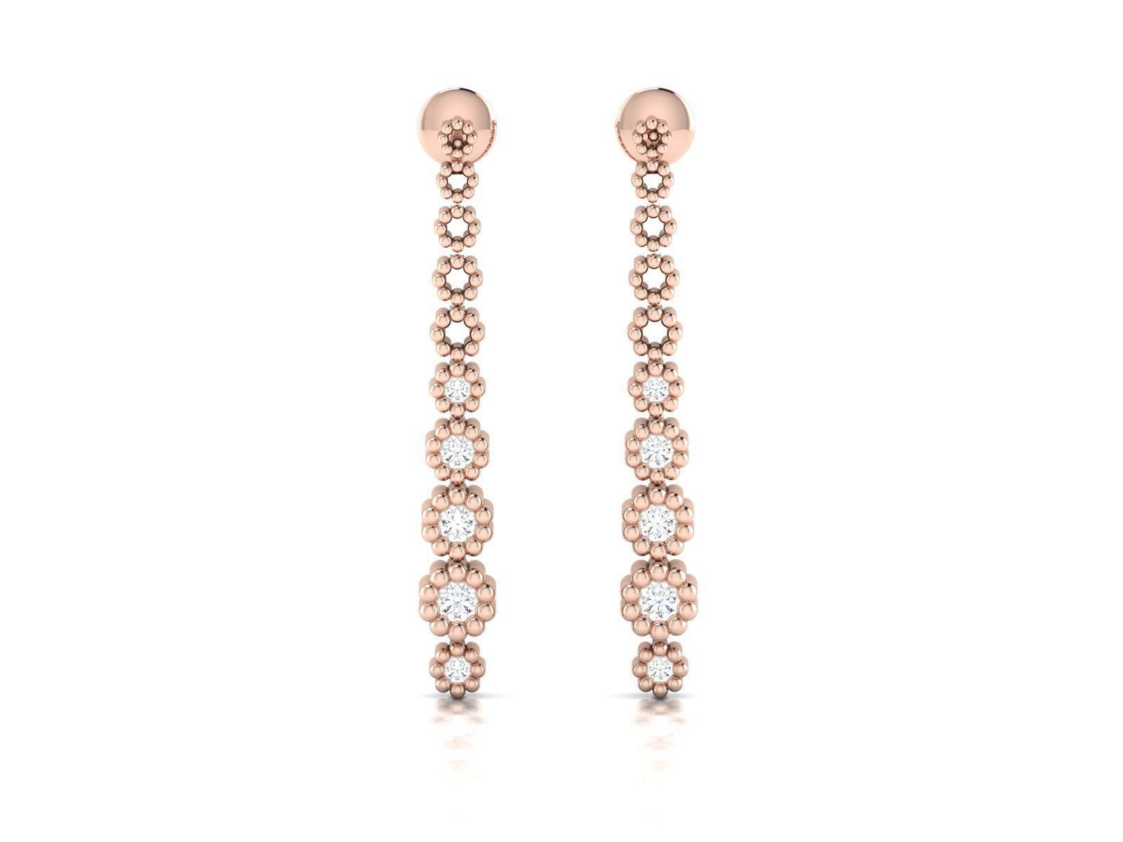 Earrings-1779 rose gold diamond dangle earrings 3D print model_4