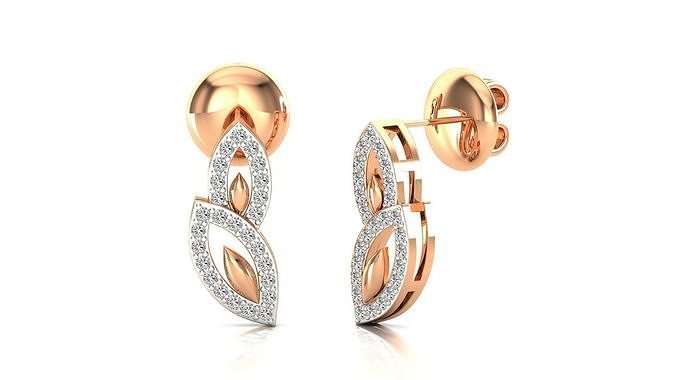 Earrings-2754 rose gold earring with diamonds 3D print model