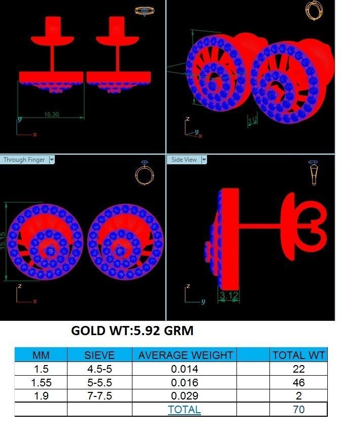 Earrings-2783 rose gold stud earrings with diamonds 3D print model_6