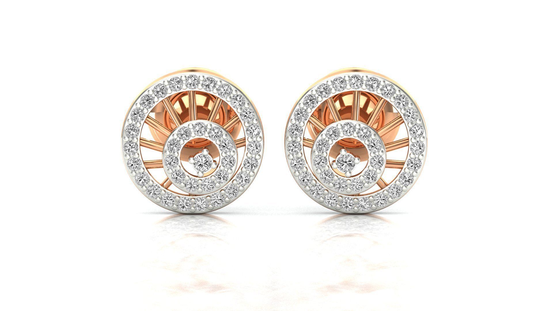 Earrings-2783 rose gold stud earrings with diamonds 3D print model_8