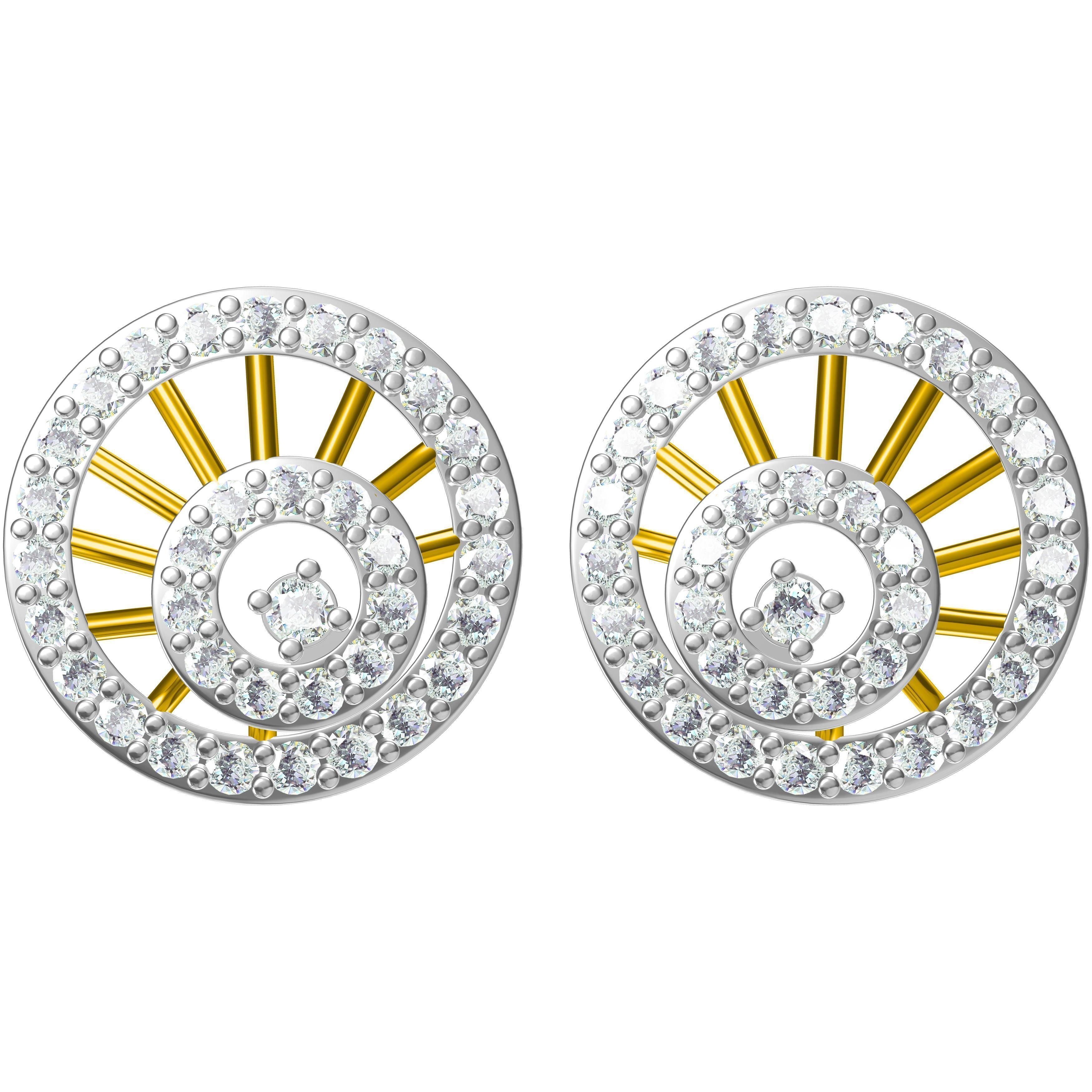 Earrings-2783 rose gold stud earrings with diamonds 3D print model_19