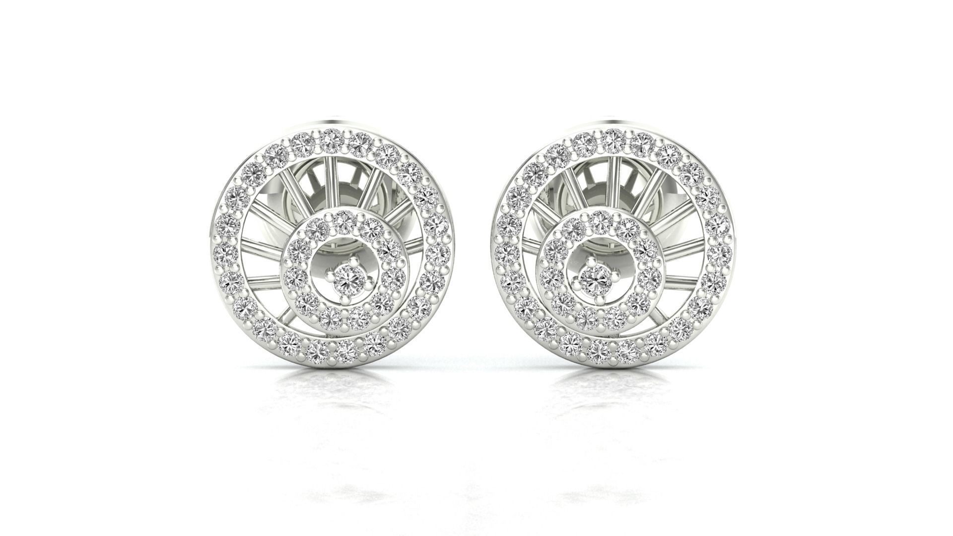 Earrings-2783 rose gold stud earrings with diamonds 3D print model_10