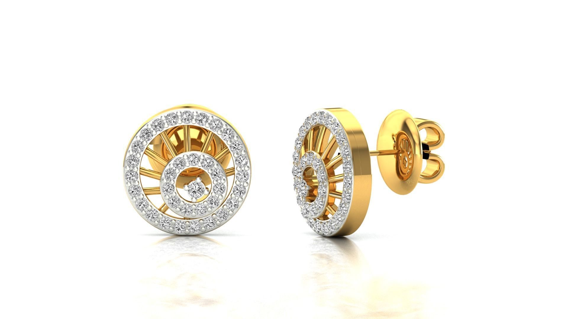 Earrings-2783 rose gold stud earrings with diamonds 3D print model_5
