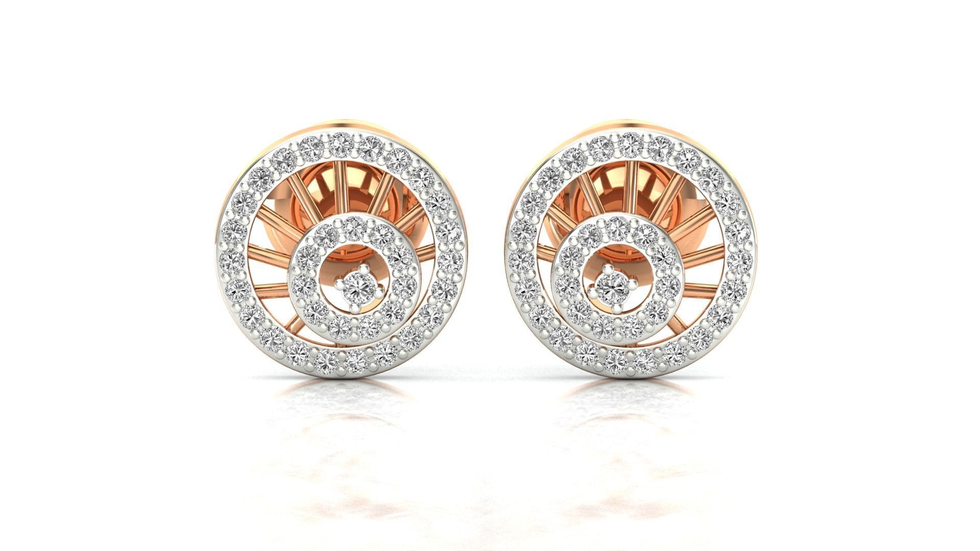 Earrings-2783 rose gold stud earrings with diamonds 3D print model_7